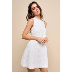 White Lace Sleeveless A-Line Dress